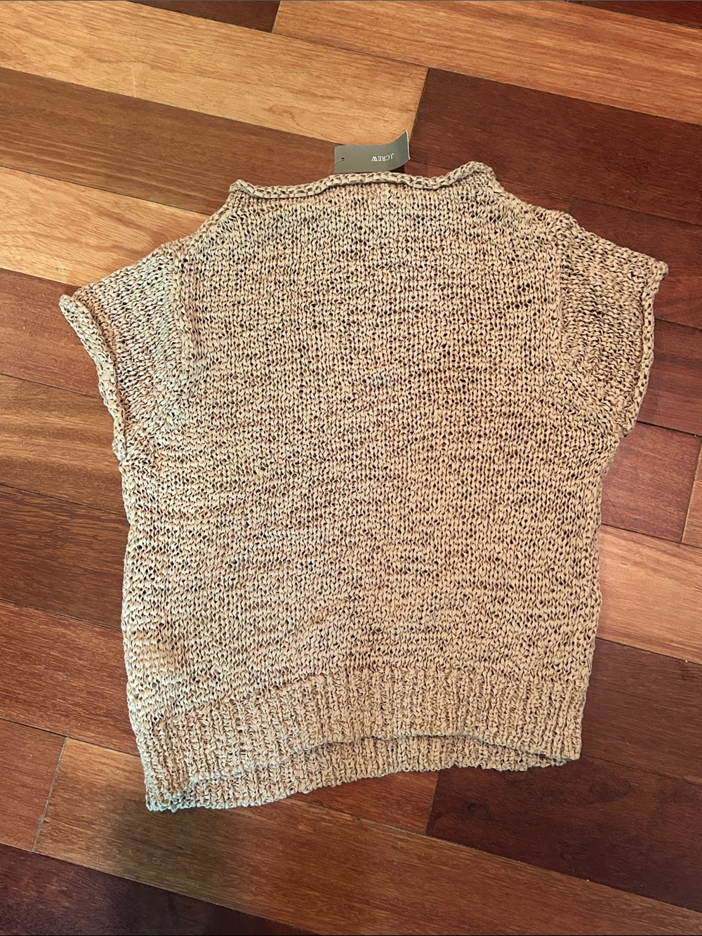 J. Crew Beige Knit Short-Sleeve Scoop-Neck Sweater
